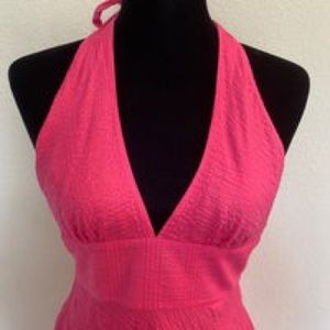 J Crew Berry Pink Cotton  Halter Dress size 12